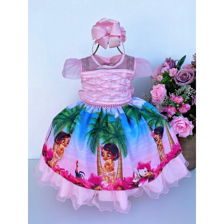 Vestido Infantil Luxo Moana Baby 1 A 4