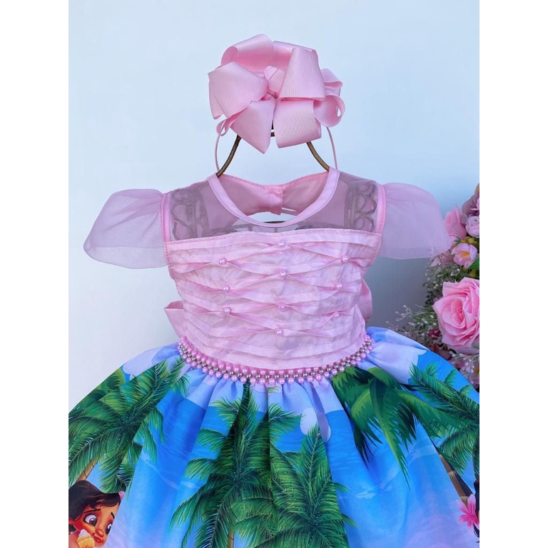 Vestido Moana Luxo Tematico - DG Baby Kids - Artigos e roupas infantis