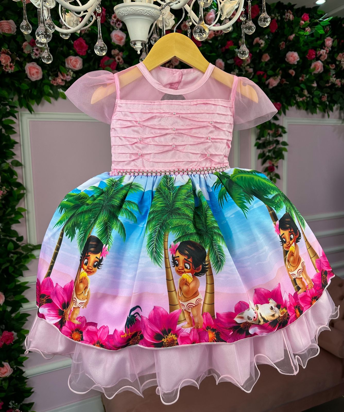 Vestido Moana Luxo Tematico - DG Baby Kids - Artigos e roupas infantis