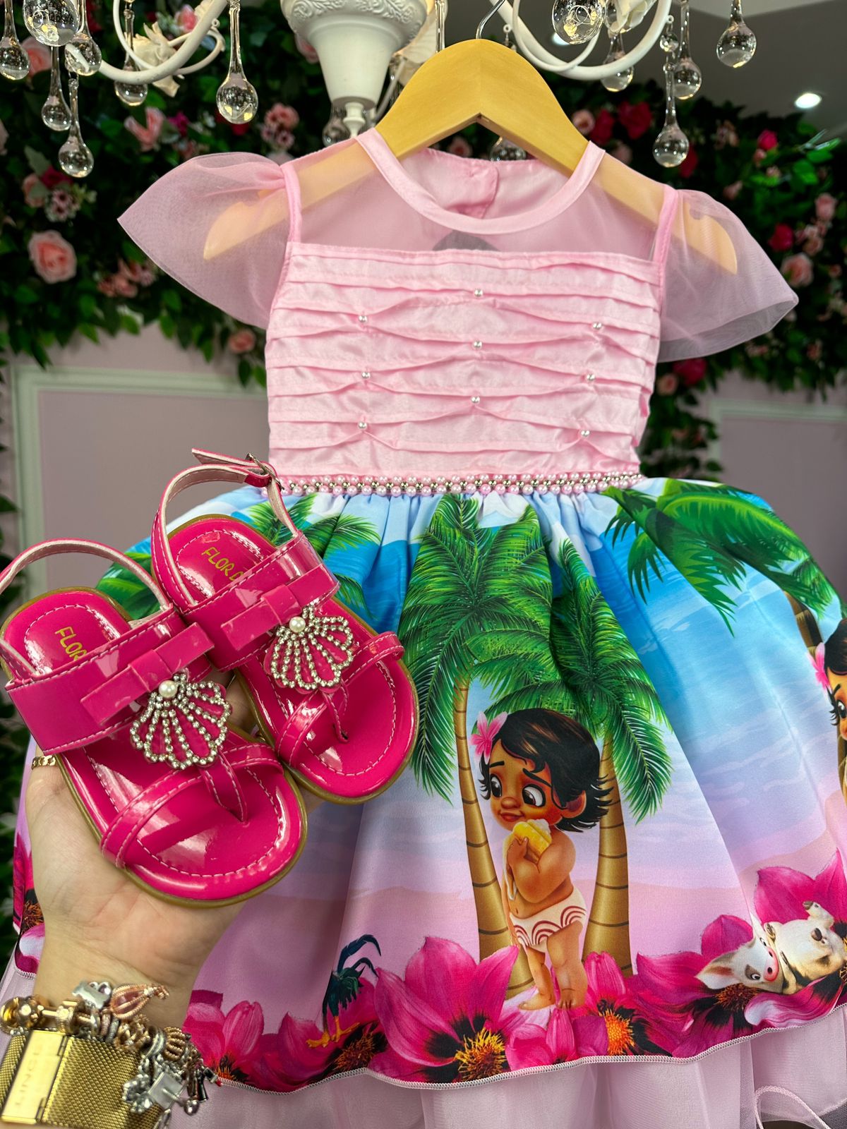 Vestido Infantil Luxo Moana Baby 1 A 4