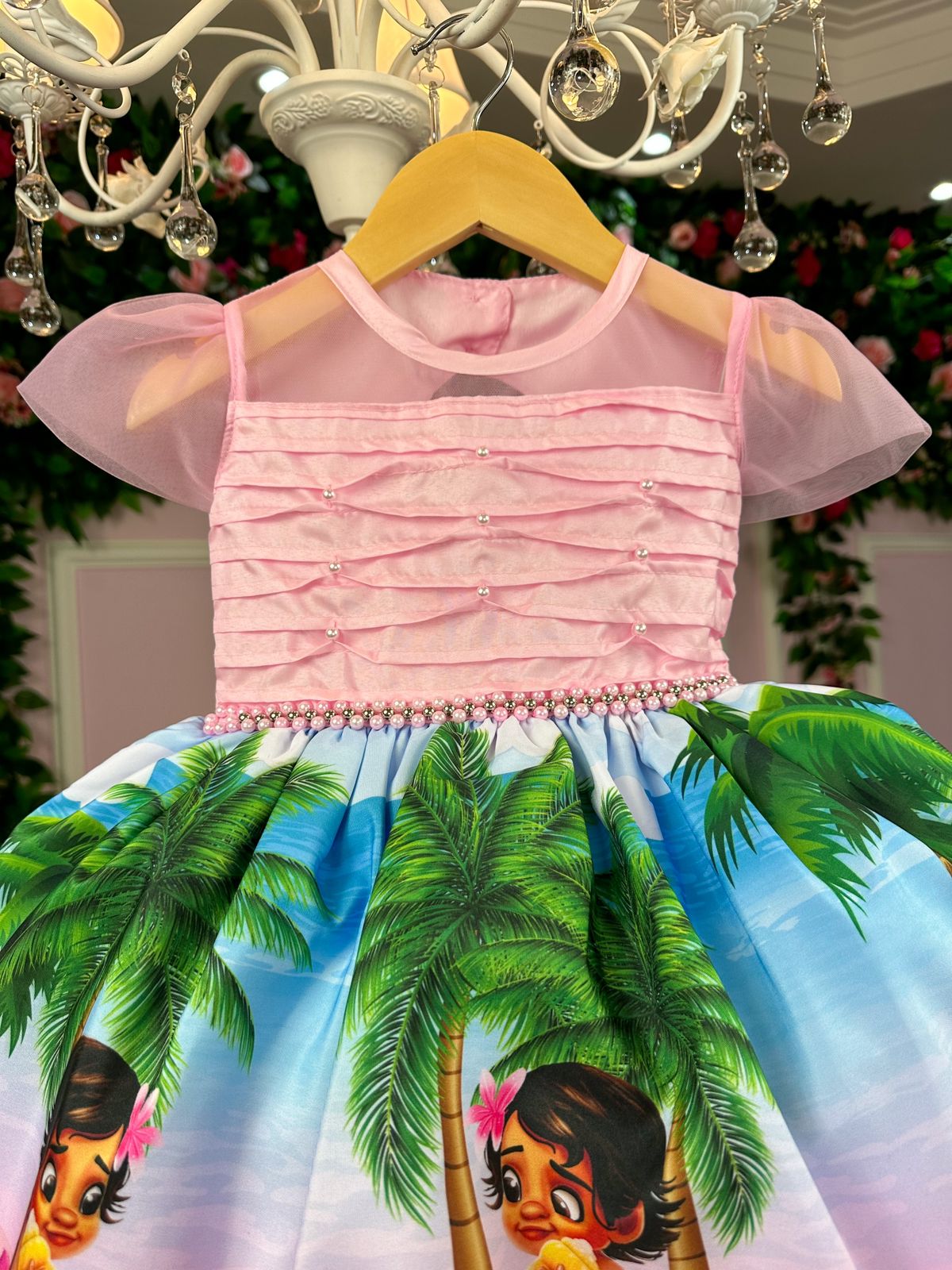 Vestido Moana Luxo Tematico - DG Baby Kids - Artigos e roupas infantis