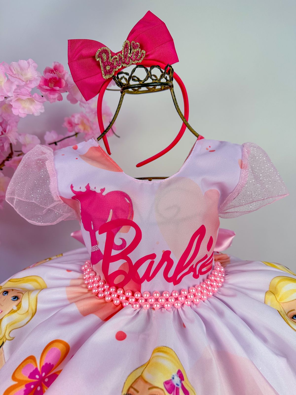 Vestido Princesa Belli Tematico Barbie Pink - Fabuloso Ateliê