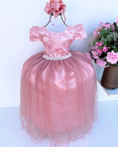 Vestido Infantil Enjoy Longo 3 Rosê