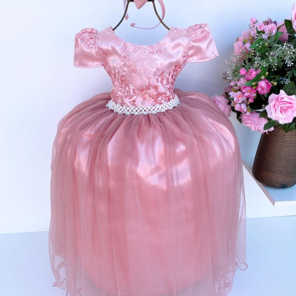 Vestido Infantil Enjoy Longo 3 Rosê