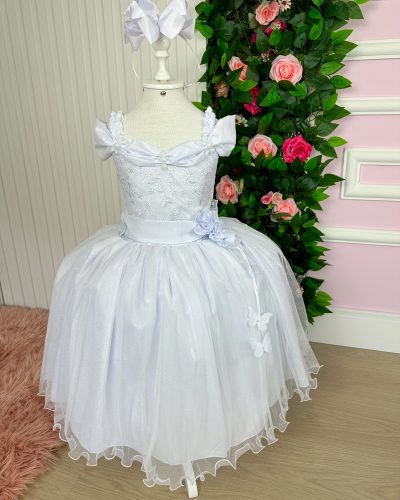 Vestido Marie Longo Manga Princesa Branco