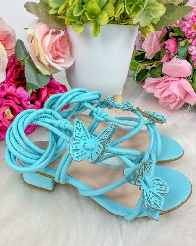 Sandalia Flor Di Mila Borboletas Azul de Amarrar