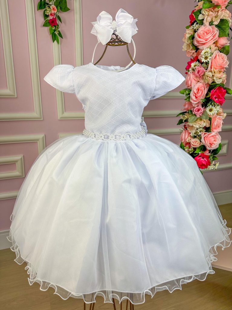 Vestido Marie Juvenil Branco Peito Rendado