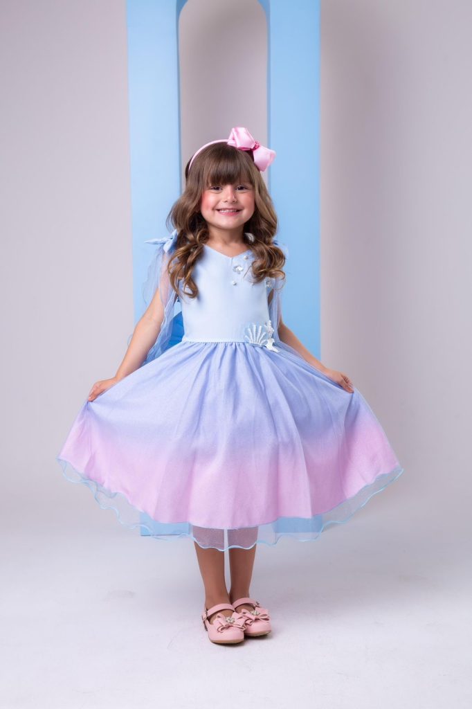 Vestido Princesa Belli Tematico Sereia – Ariel – Fundo do Mar