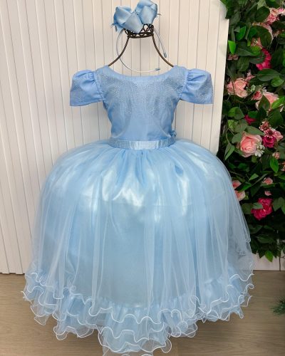 Vestido Enjoy Longo Azul Bebê Babadinho