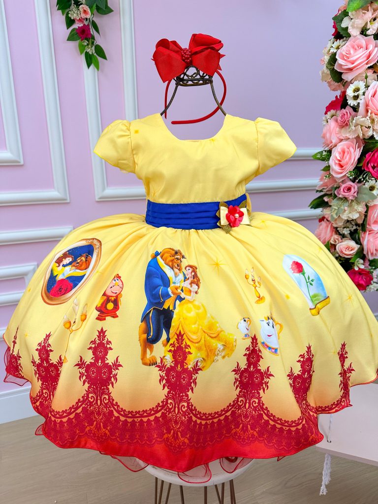 Vestido Infantil Temáticos da Gigi A Bela e a Fera