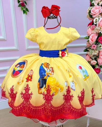 Vestido Infantil Temáticos da Gigi A Bela e a Fera