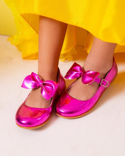 Sapatilha Doce Pe Laço Pink Metalizado