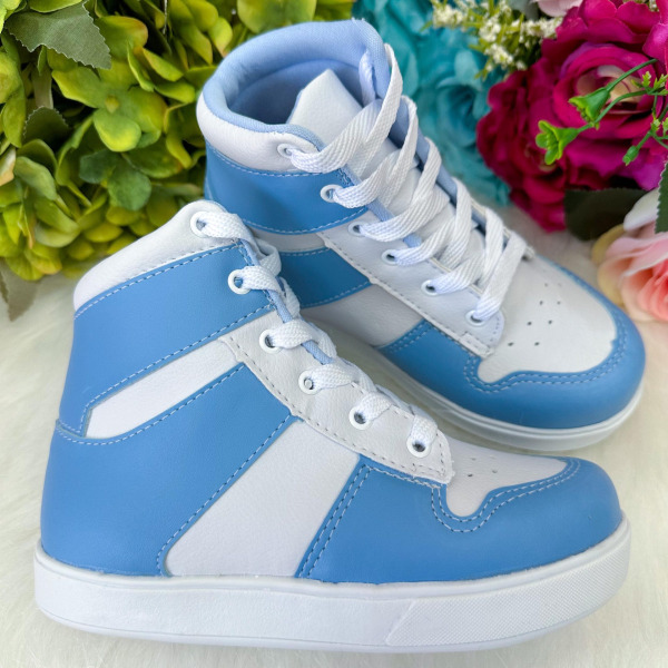 Tenis Bota D Milan Branco e Azul Bebe