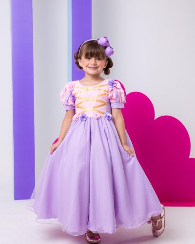 Vestido Bella Child/Fantasia Longa Princesa Lilas