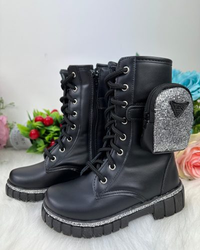 Bota/Coturno Nilqi Malu Bolsinha Cano Alto Preta