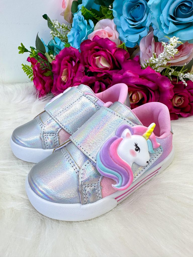 Tênis Encanto de Criança Unicornio Prata