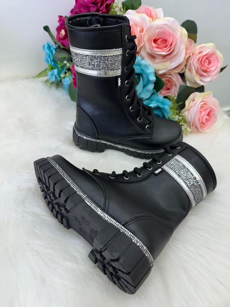 Bota/Coturno Nilqi Lara Cano Alto Preto Brilho