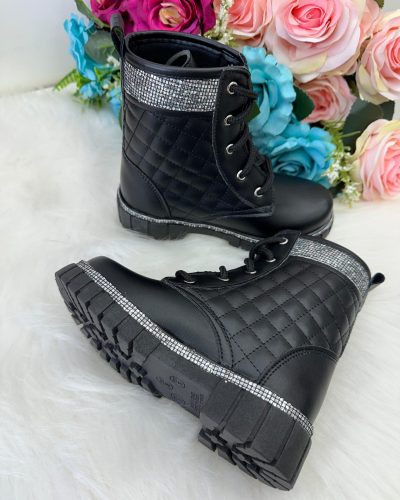 Bota/Coturno Nilqi Marilia Cano Baixo Preto Brilho