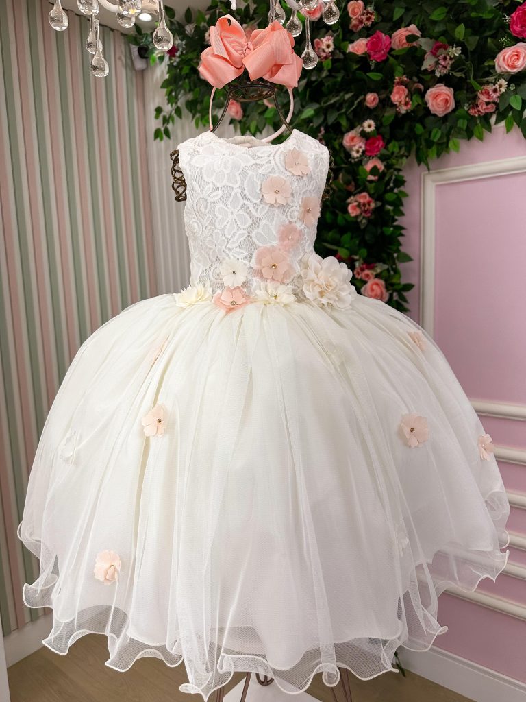 Vestido Juvenil Vila Lele Regata Flores Off