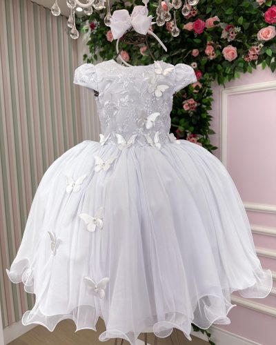 Vestido Juvenil - Midi Vila Lele Sabrina Branco