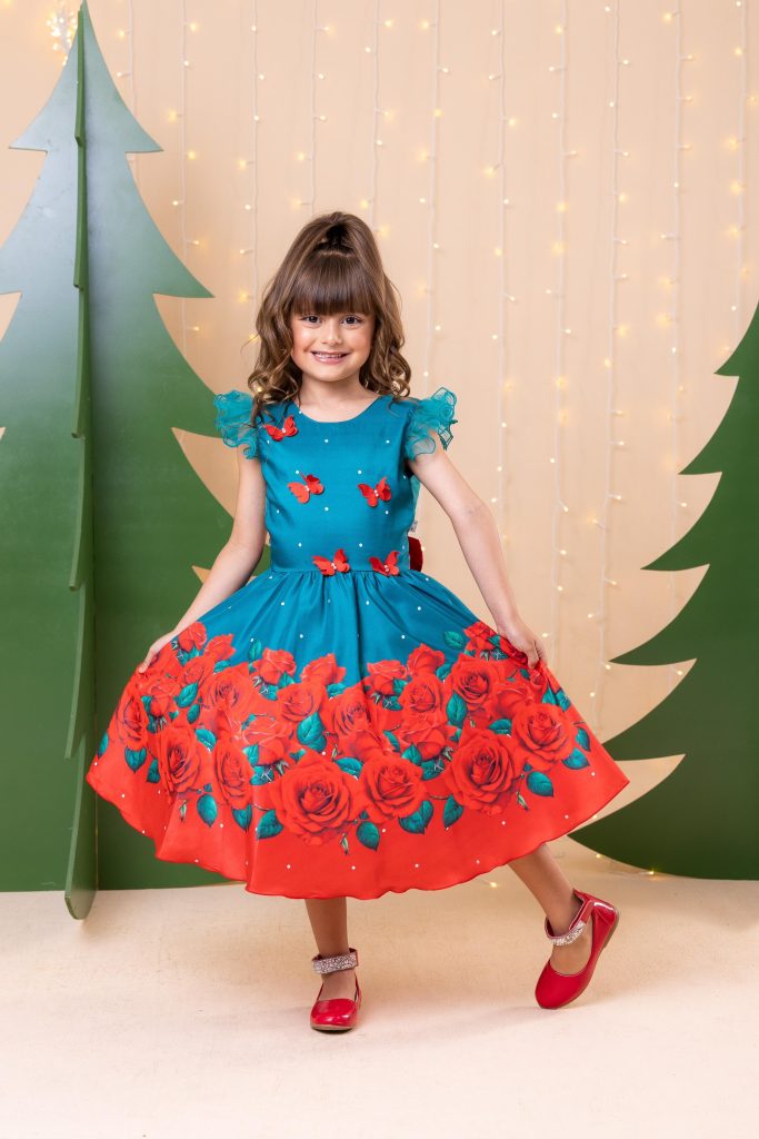 Vestido Marie Lola Verde Florido Natal