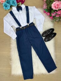 Conjunto Miss Cherry Vitor Suspensorio Azul Marinho