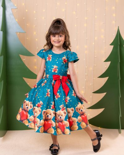 Vestido Marie Milena Ursinhos Verde - Natal