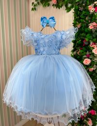 Vestido Menina Bonita Angelie Azul Bebe