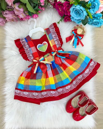 Romper/Vestido Princesa Belli Junino Vermelho