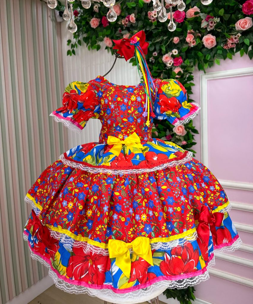 Vestido Junino Mimadine Luxo Luana Vermelho