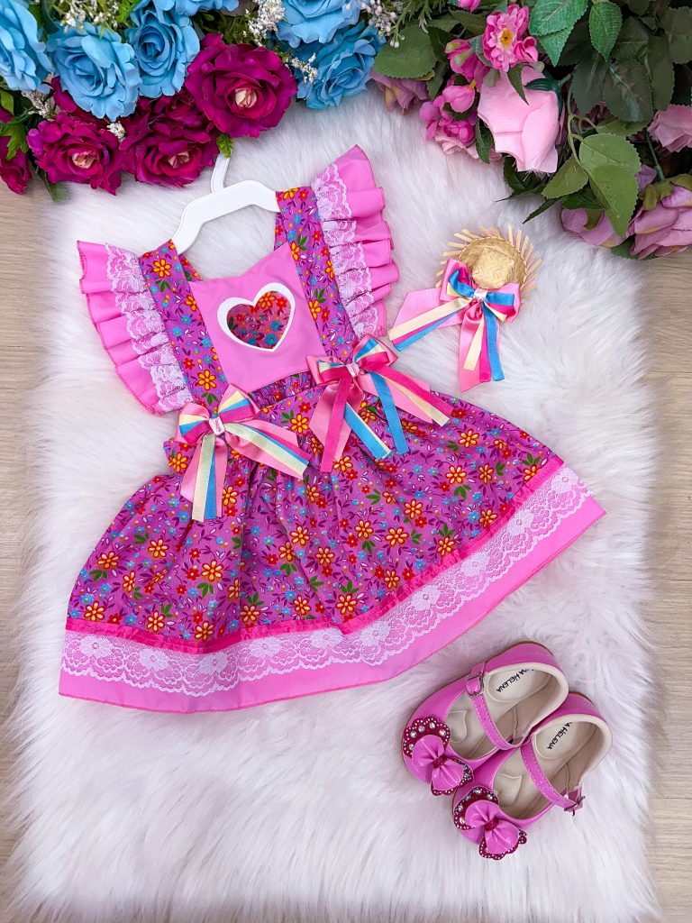 Romper/Vestido Princesa Belli Junino Rosa
