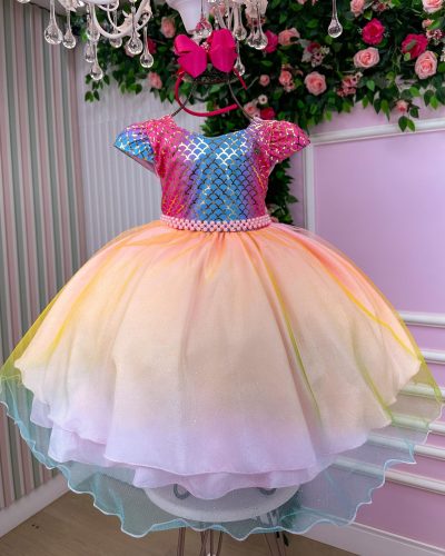 Vestido Tematico Mimadine Sereia - Fundo do Mar