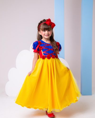 Vestido Bella Child/Fantasia Longa Branca de Neve