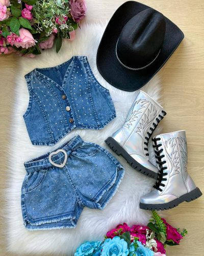 Conjunto Blogueirinha Jeans Inspiração Ana Castela – Boiadeira