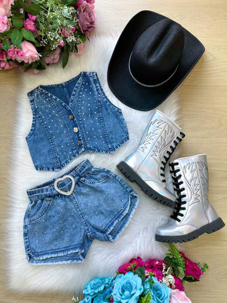 Conjunto Blogueirinha Jeans Inspiração Ana Castela – Boiadeira