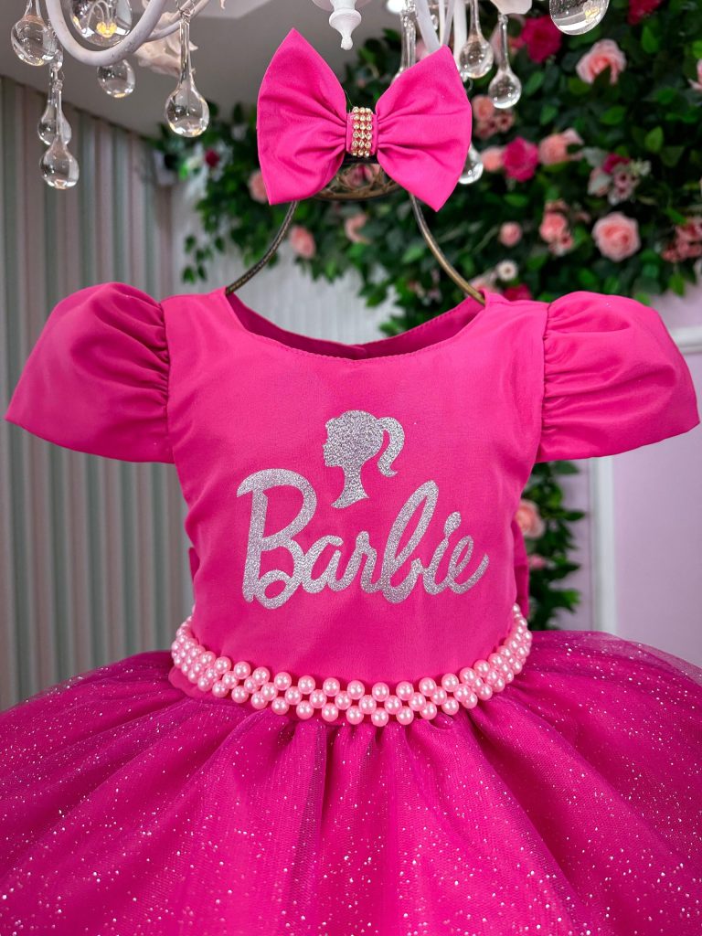 Vestido Tematico Mimadine Barbie Pink Glitter