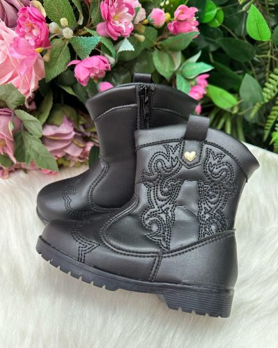 Bota/ Coturno Flor Di Mila Boiadeira Texana Liz Preta