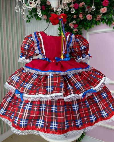 Vestido Bella Child Junino Caipira Luxo Maça do Amor