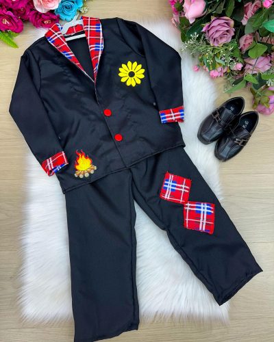 Conjunto Junino Princesa Belli Seu Juca Terno Preto