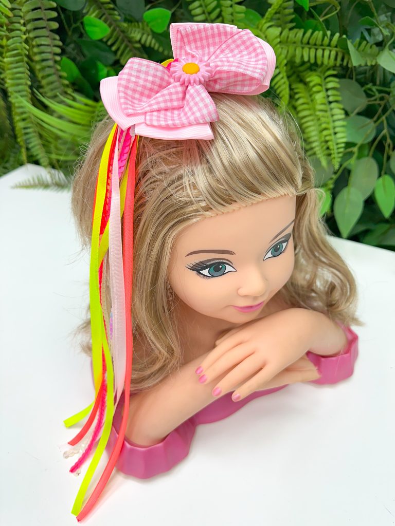 Laço Belli Bico de Pato Rosa Xadrez Junino