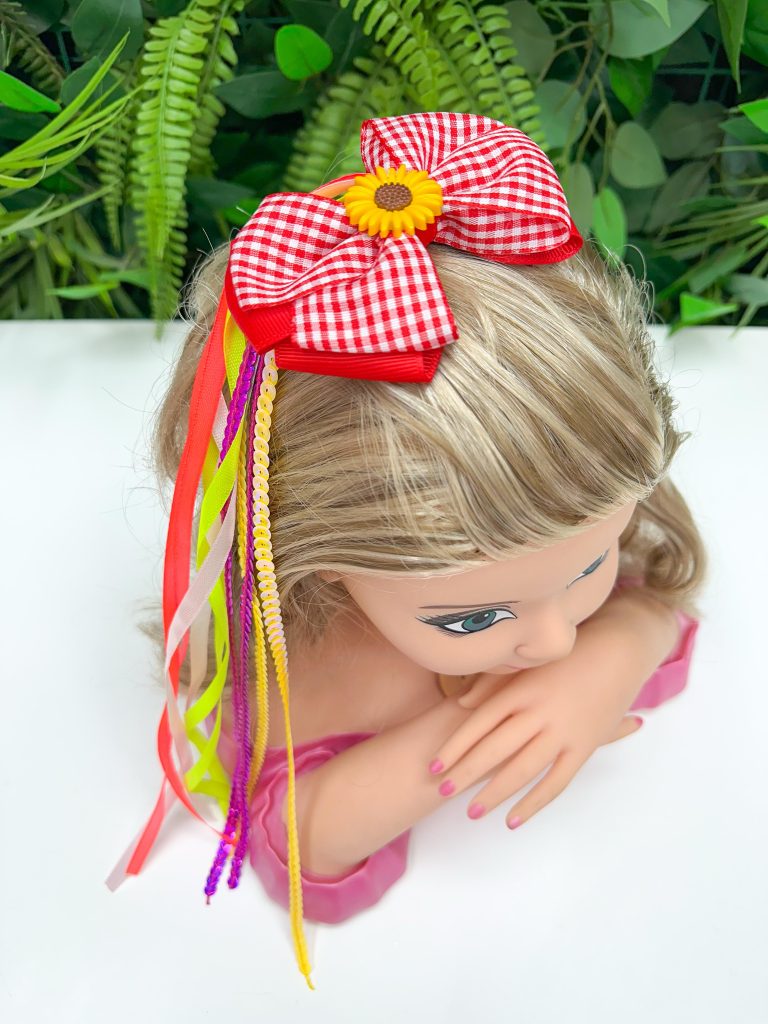 Laço Belli Bico de Pato Vermelho Xadrex Junino