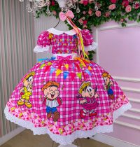 Vestido Junino Tematico Luxo Turma da Monica