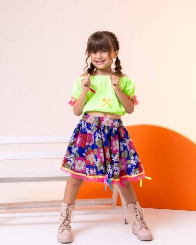 Conjunto Junino Banana Club Luxo Lola Verde Neon