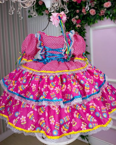 Vestido Bella Child Junino Quermesse Chique Pink