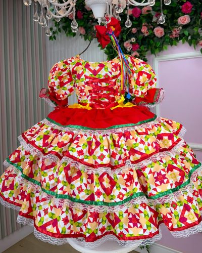 Vestido Bella Child Junino Quermesse da Capelinha Vermelho
