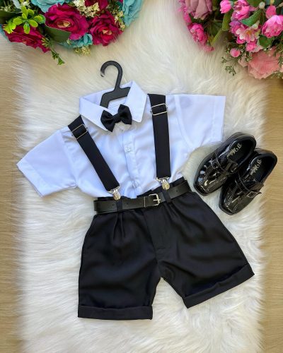 Conjunto Miss Cherry Meninos Social Shorts Ravi Preto