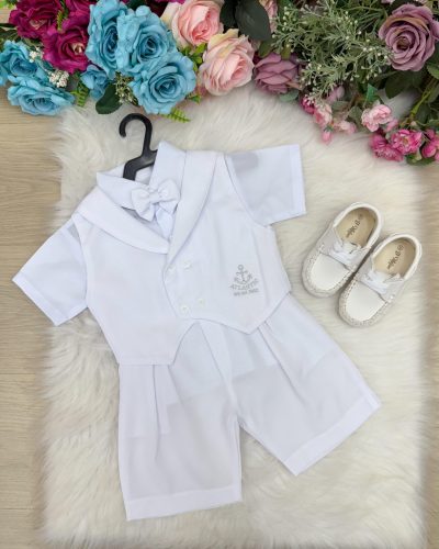 Conjunto Miss Cherry Meninos Bebe Gean Shorts Branco