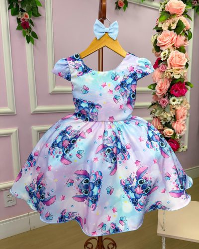 Vestido Tematicos Kids Stitch Lilas