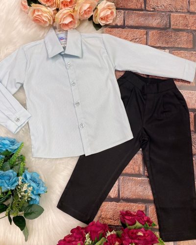 Conjunto Meninos Kanga Social Samuel Verde Calça Preta