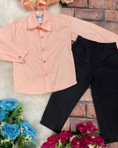 Conjunto Meninos Kanga Social Samuel Salmão Calça Preta